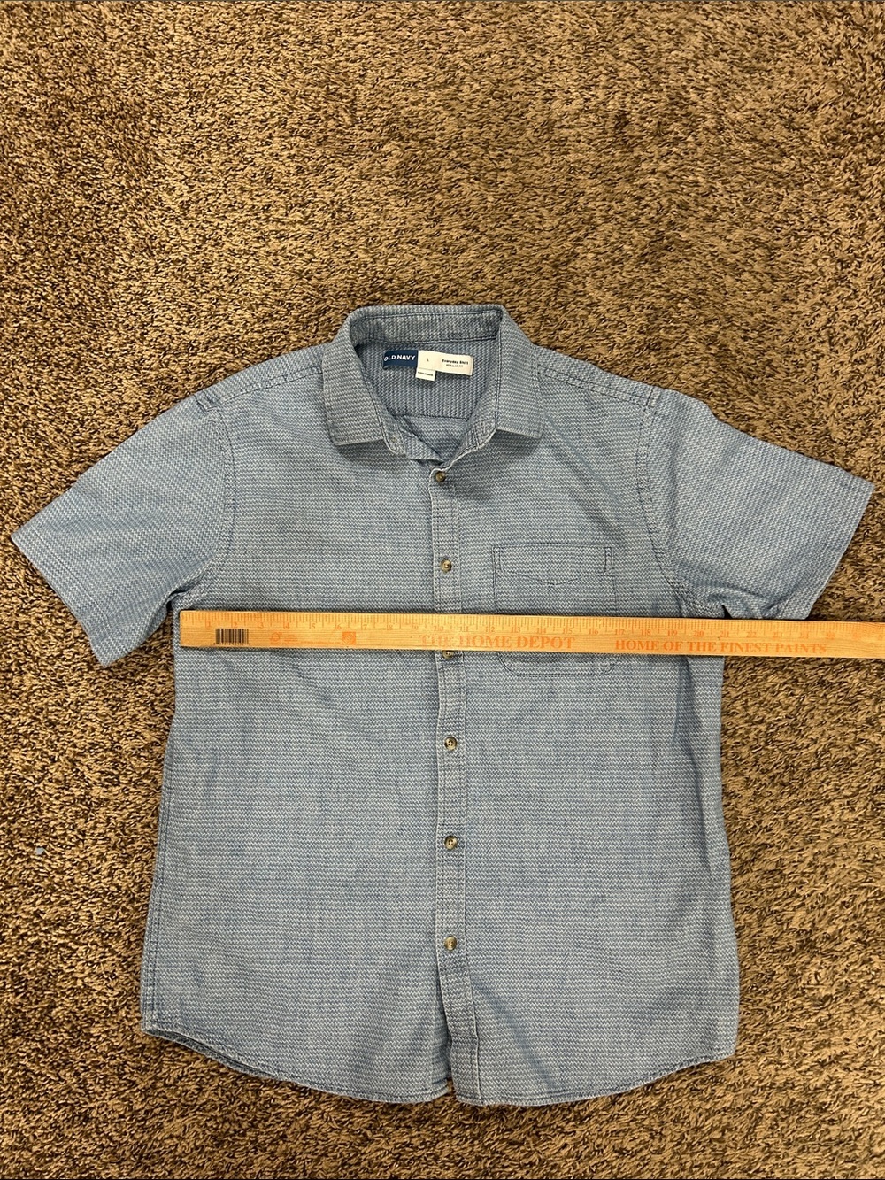 Old Navy Casual Short Sleeve Blue Button-Up Shirt Large